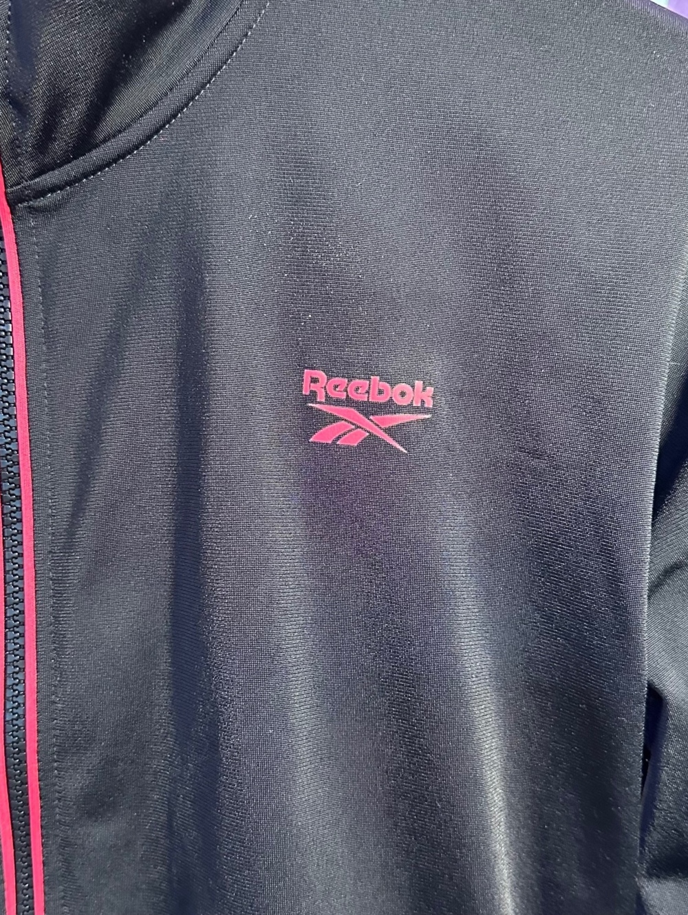 Reebok Men's Medium Athletic Track Jacket Black Pink Zip-Up Long Sleeve - Picture 3 of 13